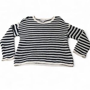 LOFT Black and White Striped Sweater